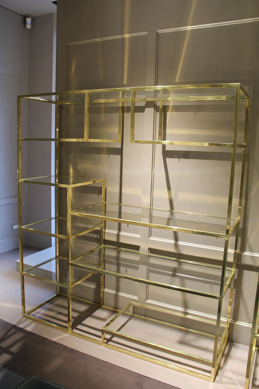 ESPOSITORE oro ripiani vetro 160x180x60