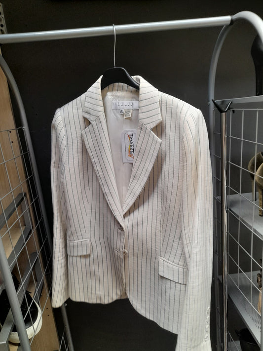 ZARA WOMAN giacca bianca a righe azzurre