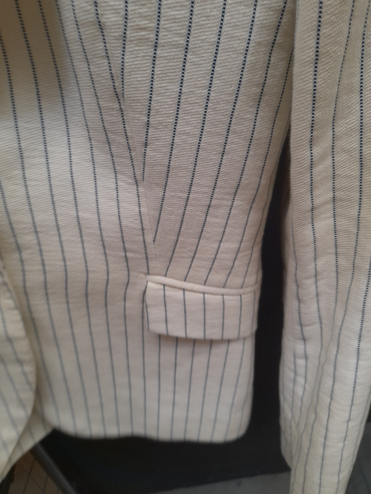 ZARA WOMAN giacca bianca a righe azzurre