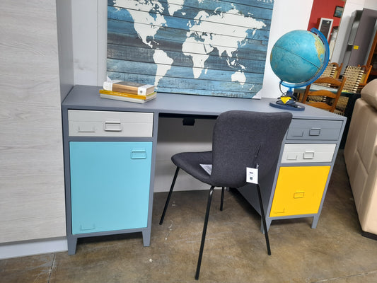 ESPACE - Scrivania industriale in metallo grigio