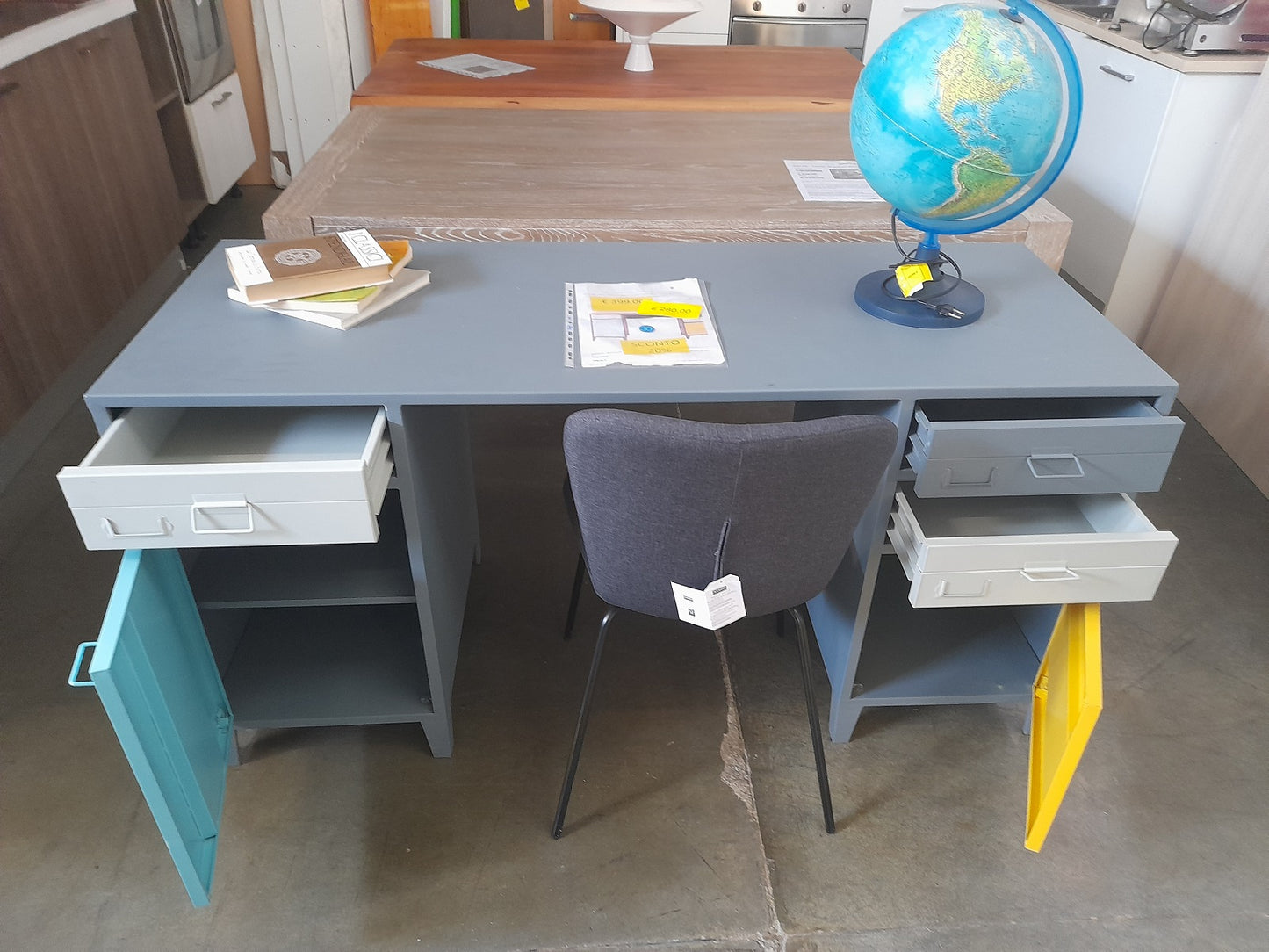 ESPACE - Scrivania industriale in metallo grigio