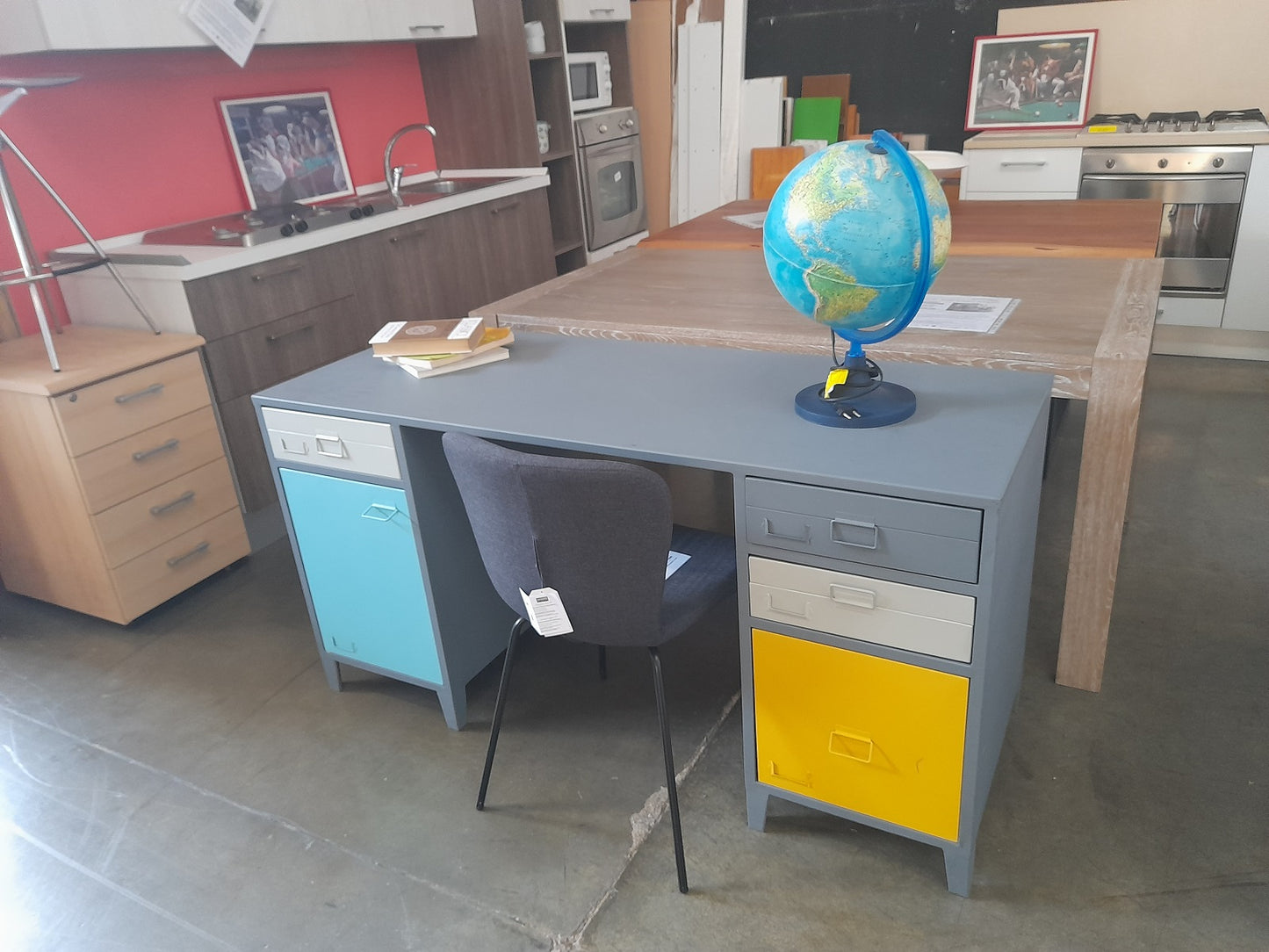 ESPACE - Scrivania industriale in metallo grigio
