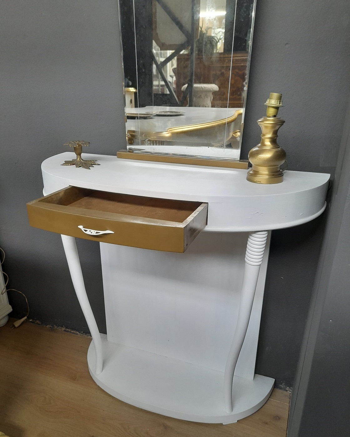 CONSOLLE foglia d'oro con specchio