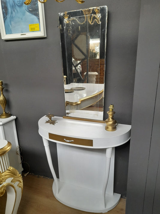 CONSOLLE foglia d'oro con specchio