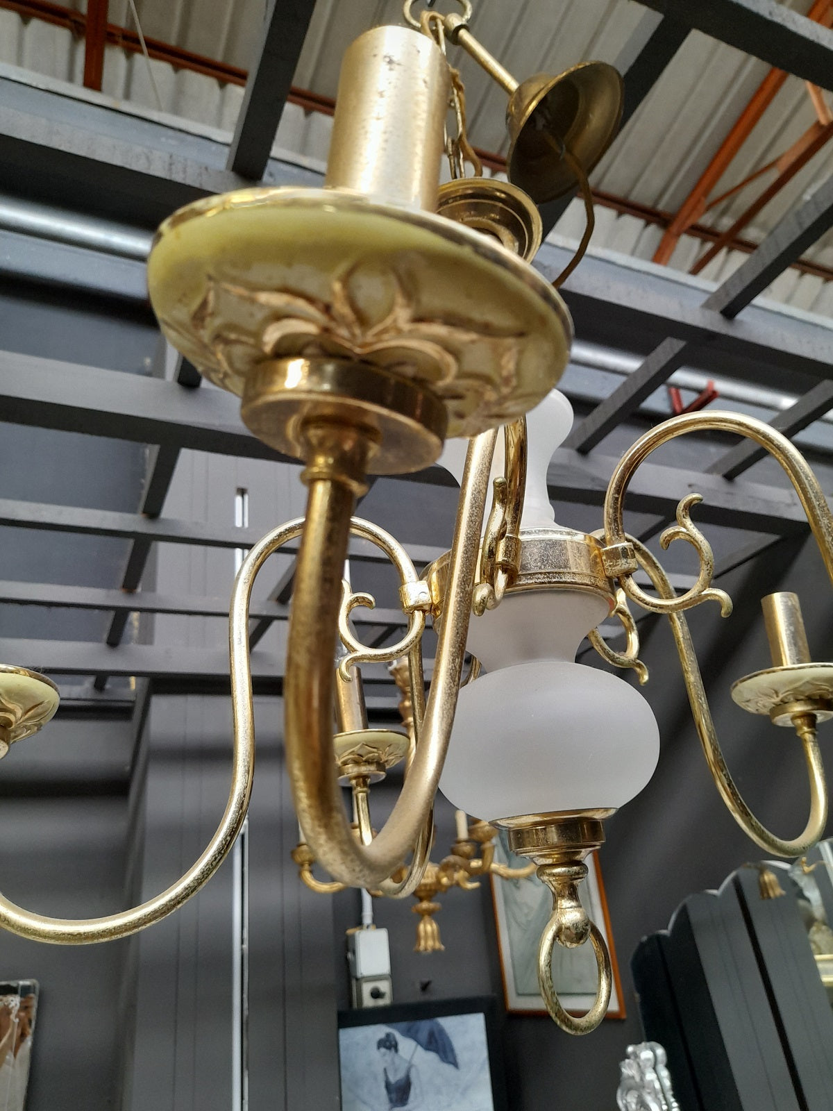 LAMPADARIO ottone e vetro