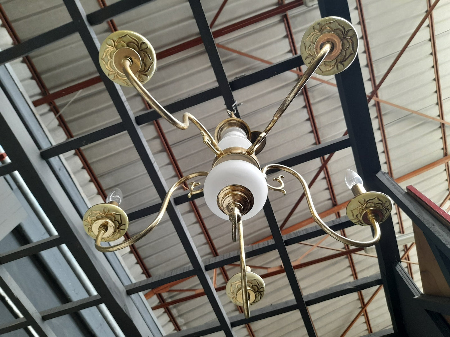 LAMPADARIO ottone e vetro