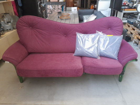 DIVANO in bambù verde con imbottitura viola