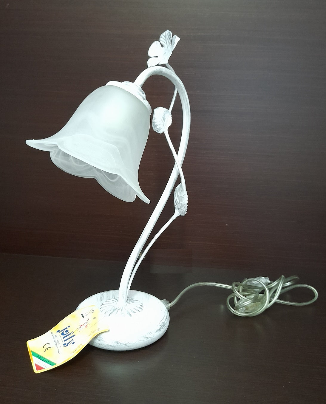 HELLEN - Lampada da comodino avorio/argento