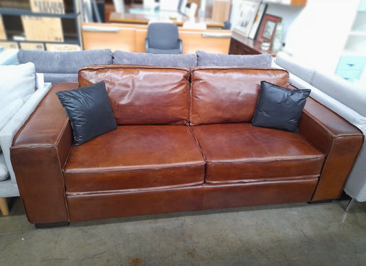 COLONEL - Divano letto a 3 posti marrone in pelle
