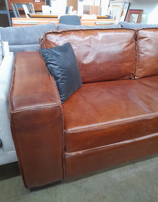 COLONEL - Divano letto a 3 posti marrone in pelle