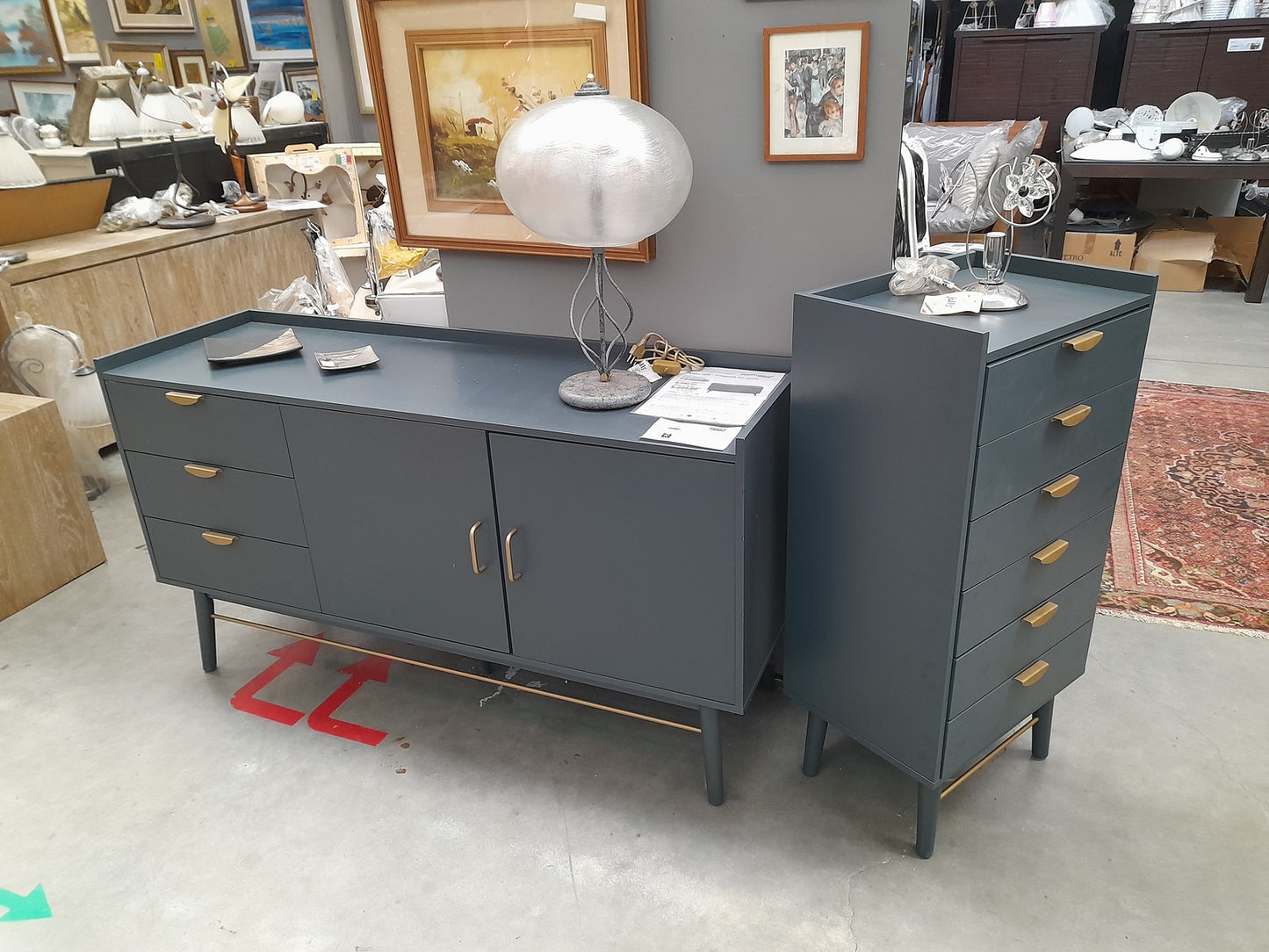 PENELOPE - Credenza a 2 ante e 3 cassetti blu scuro