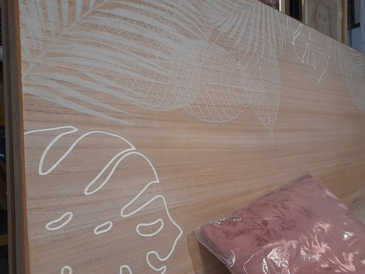 CARACAS - Testata letto in pino con stampa a foglie