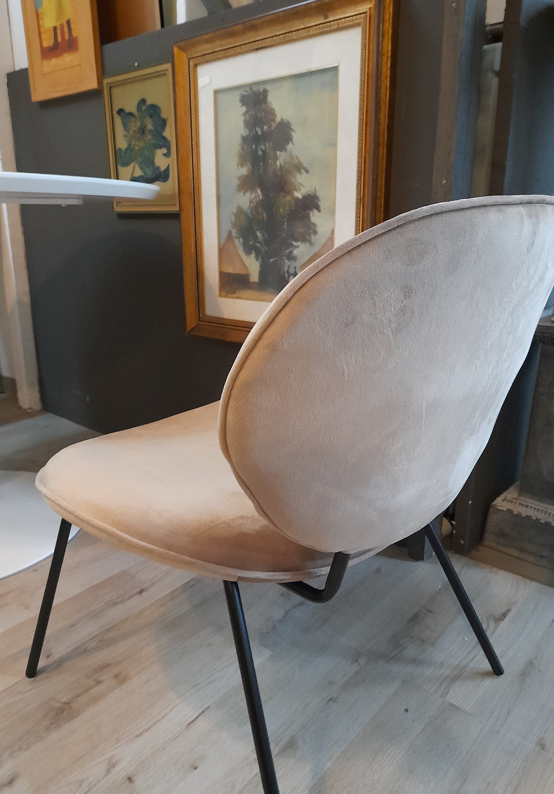 LUNA - Poltrona bassa in velluto beige