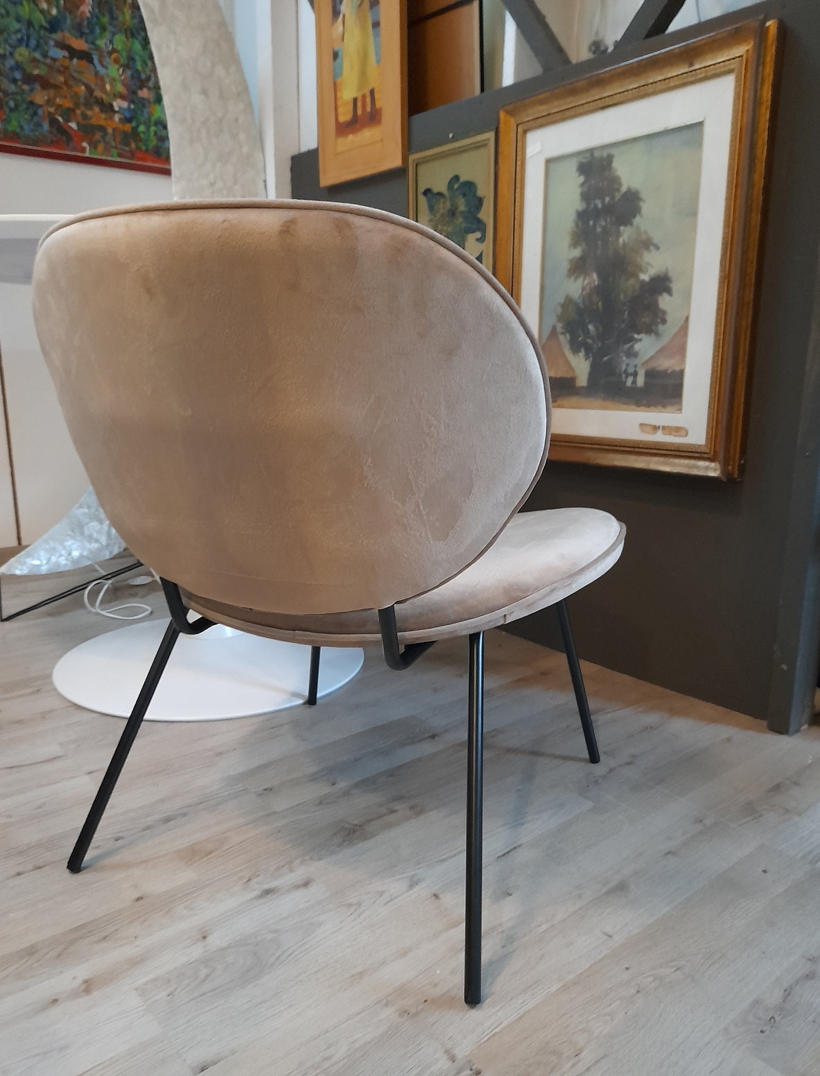 LUNA - Poltrona bassa in velluto beige