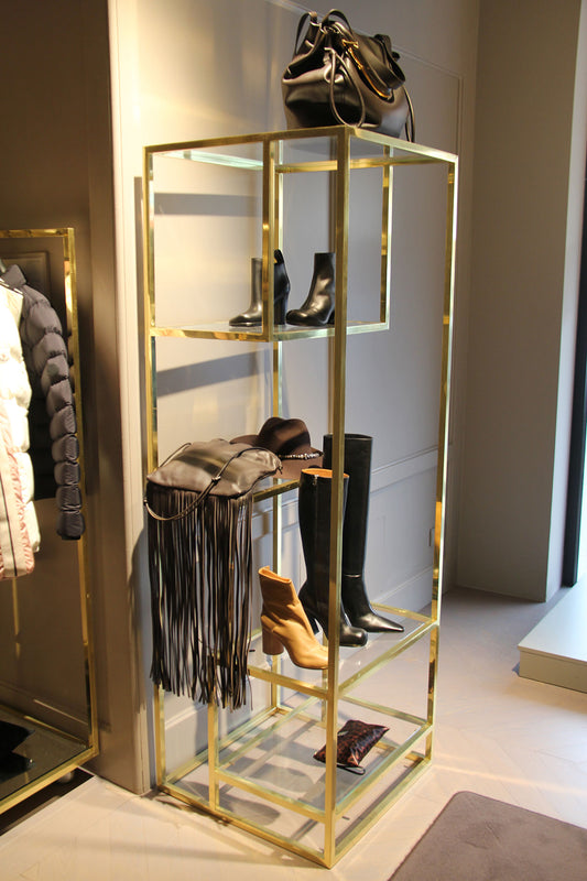 ESPOSITORE oro ripiani vetro 180x60x60