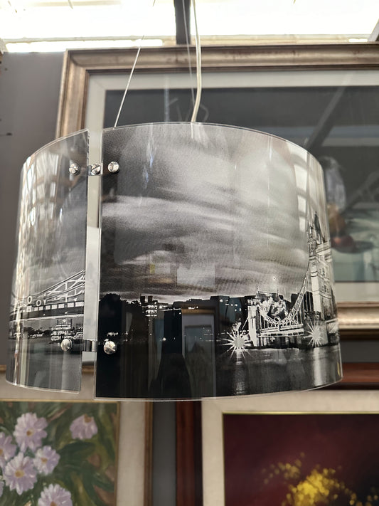 City Scenes by night Black and white Handmade Wallpaper lampshade