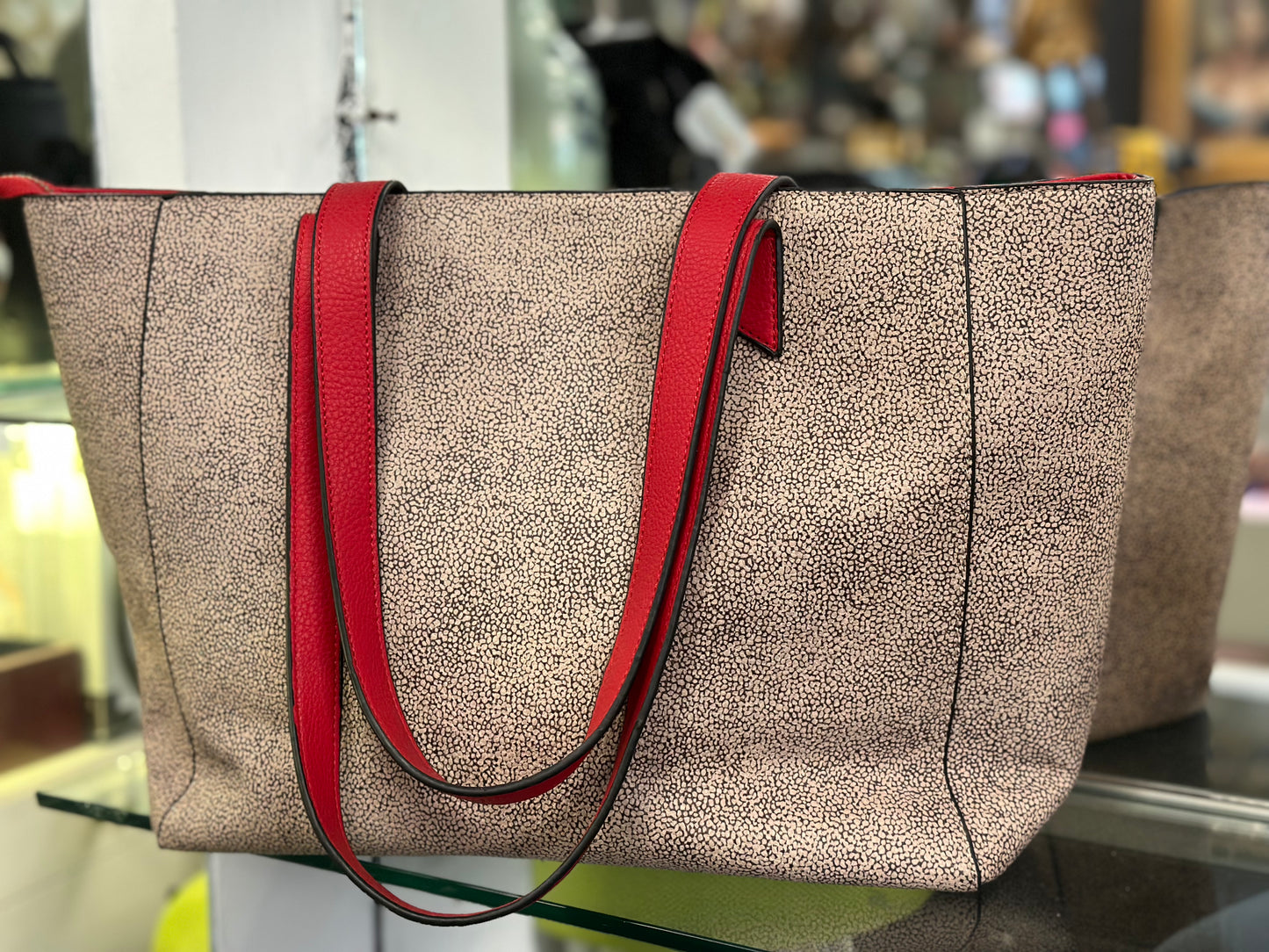 Borsa donna in similpelle shopping 2 manici a spalla a mano linea Tabitha bordo