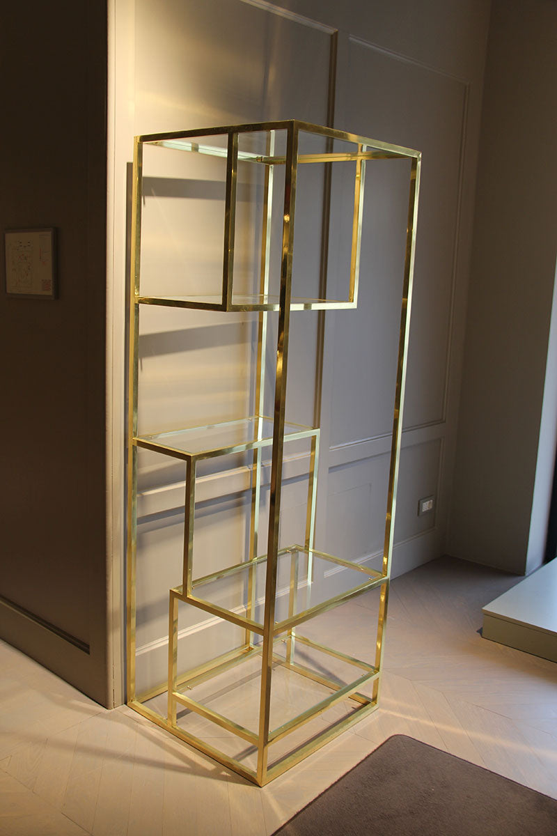 ESPOSITORE oro ripiani vetro 180x60x60