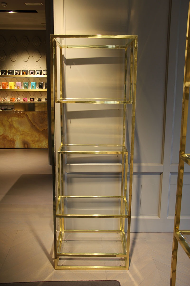 ESPOSITORE oro ripiani vetro 180x60x60