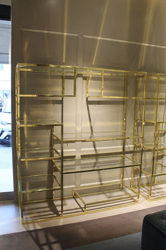 ESPOSITORE oro ripiani vetro 160x180x60