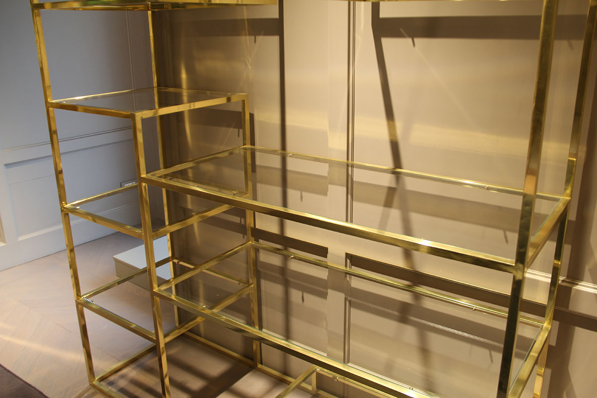 ESPOSITORE oro ripiani vetro 160x180x60