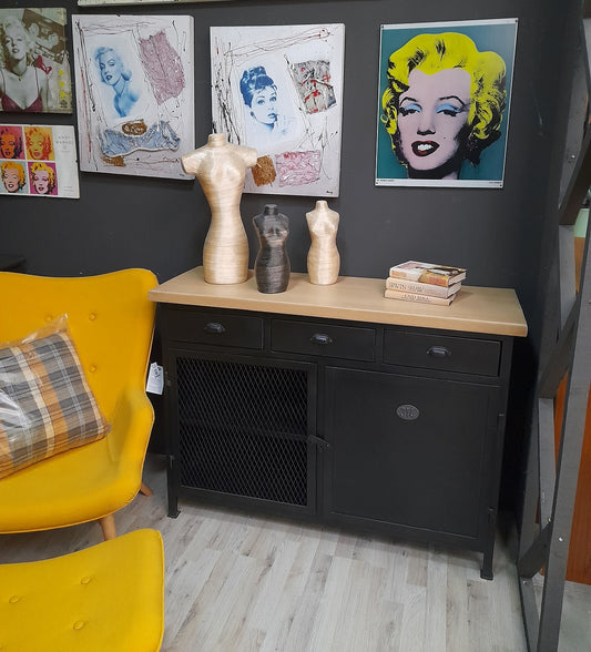 KONRAD - Credenza in metallo e legno di mango