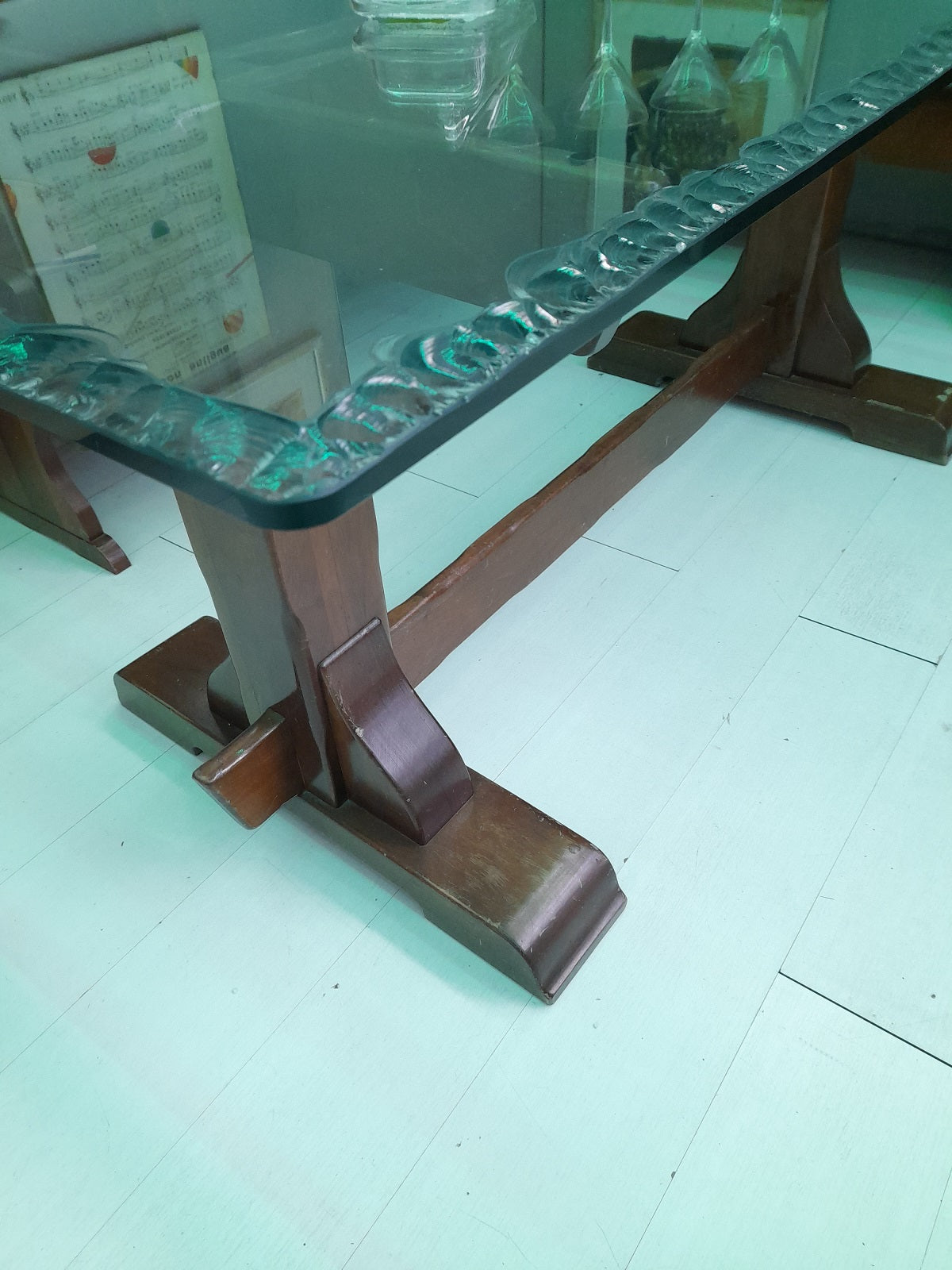 TAVOLO in vetro e legno