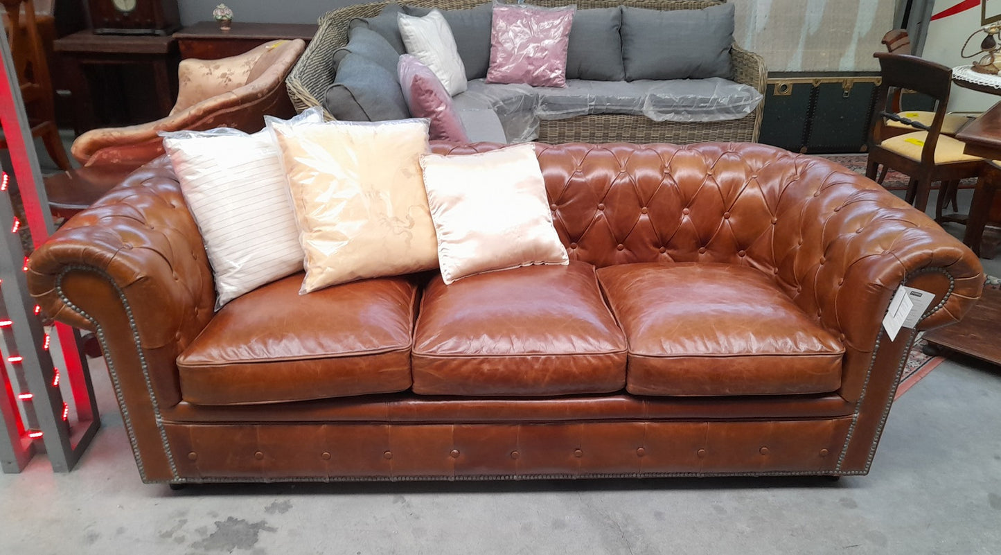 CHESTERFIELD - Divano trasformabile 3 posti in cuoio