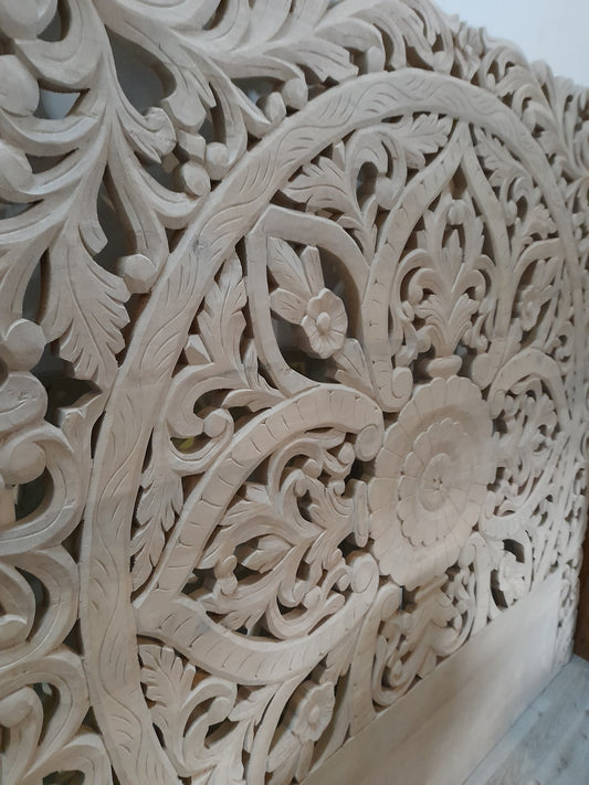 HIMALAYA - Testata da letto scolpita in massello di mango