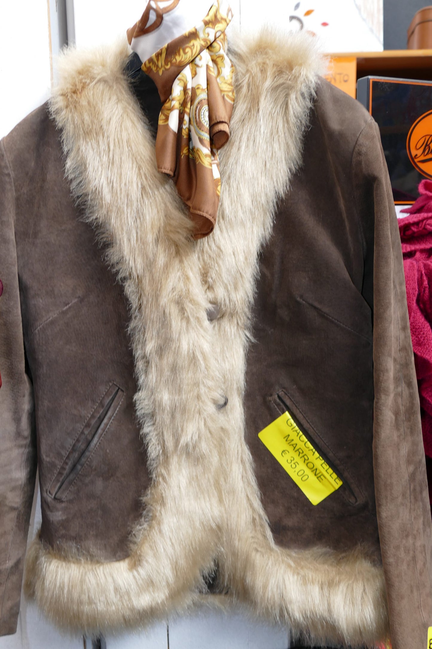 GIACCA - Pelle marrone scamosciata