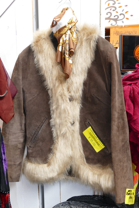 GIACCA - Pelle marrone scamosciata