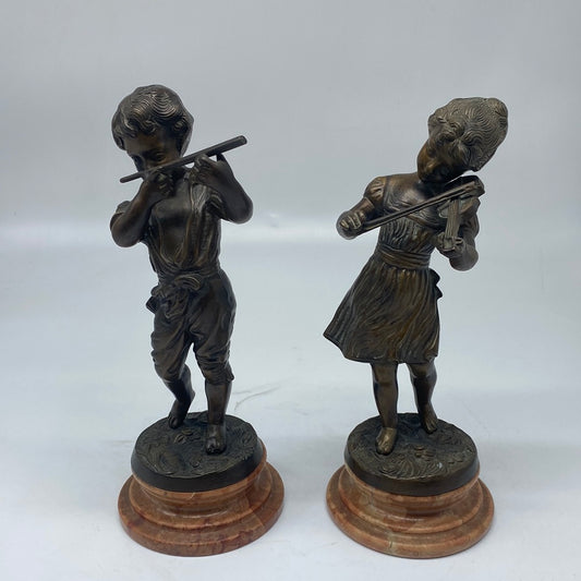 COPPIA musicisti in bronzo