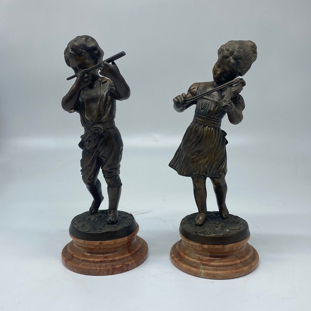 COPPIA musicisti in bronzo