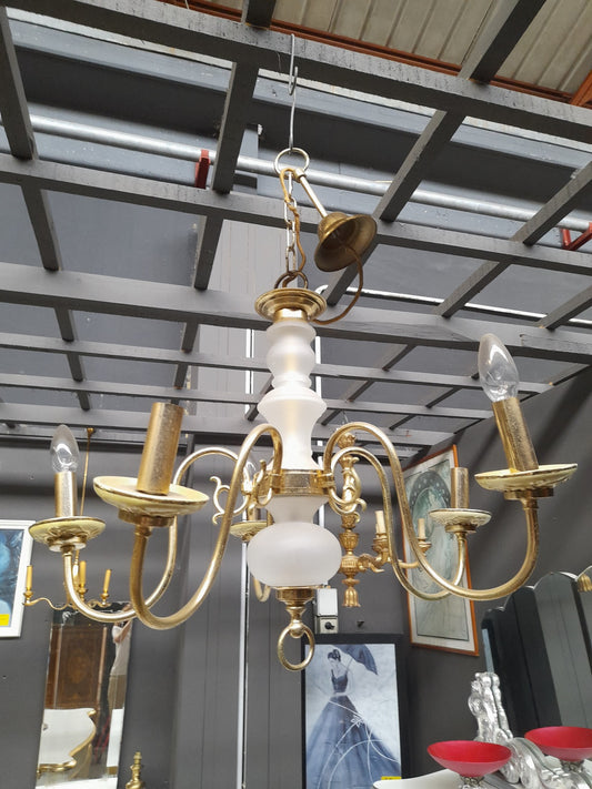 LAMPADARIO ottone e vetro