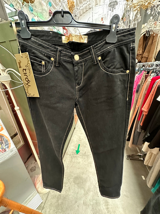 Jeans Nuovi neri cuciture bianche