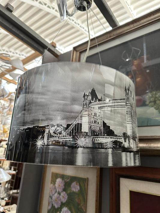 City Scenes by night Black and white Handmade Wallpaper lampshade