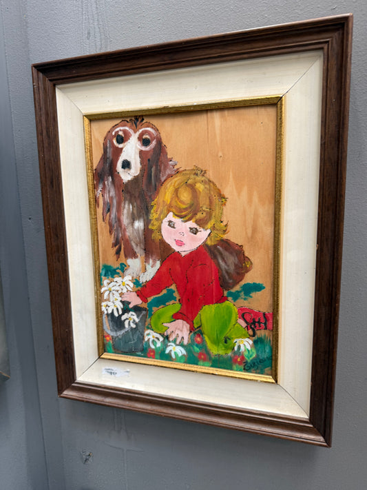 Quadro bambina cane