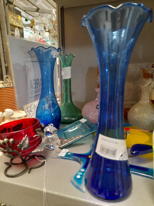 Vaso di murano blu
